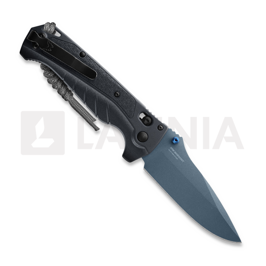 Benchmade Adira Blue Titanium Cerakote sulankstomas peilis, tempest gray grivory 18060BT-01