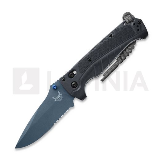 Benchmade Adira Blue Titanium Cerakote összecsukható kés, tempest gray grivory, fűrészfogú 18060SBT-01