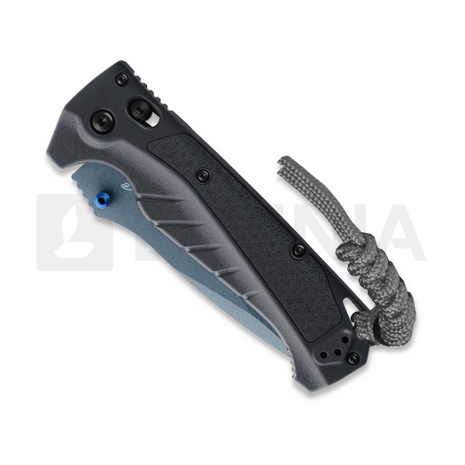 Benchmade Adira Blue Titanium Cerakote foldekniv, tempest gray grivory, savtakket 18060SBT-01