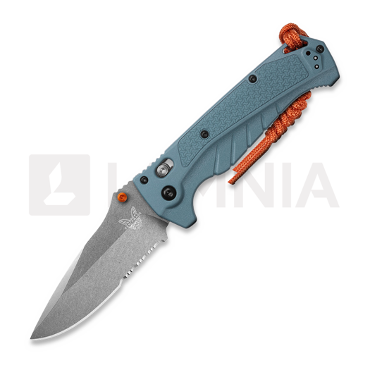 Navalha Benchmade Adira, depth blue grivory, faca serrilhada 18060S