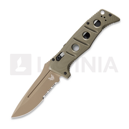 Benchmade Auto Adamas CruWear Flat Earth fällkniv, olivgrön, tandad 2750SFE-2