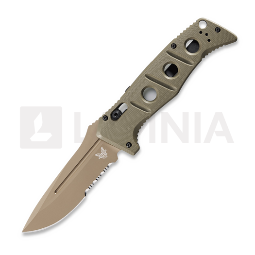 Nóż składany Benchmade Auto Adamas CruWear Flat Earth, oliwkowa, ząbkowane ostrze 2750SFE-2