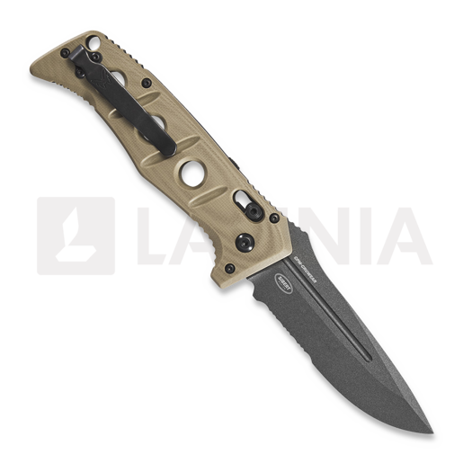 Coltello pieghevole Benchmade Auto Adamas CruWear Grey Cerakote, tan G10, dentatura lama 2750SGY-3