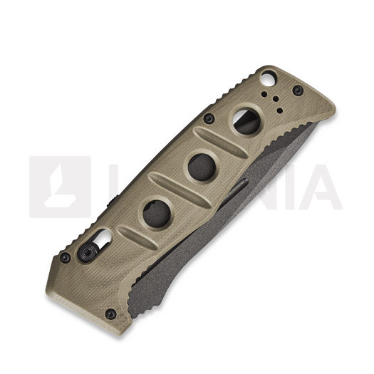 Benchmade Auto Adamas CruWear Grey Cerakote sulankstomas peilis, tan G10, dantytas 2750SGY-3