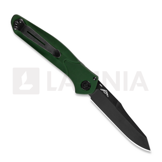 Couteau pliant Benchmade Auto Osborne Black Cerakote, green aluminum 9400BK
