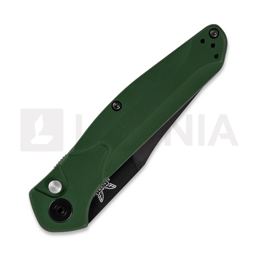 Couteau pliant Benchmade Auto Osborne Black Cerakote, green aluminum 9400BK