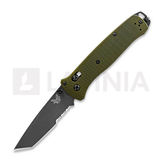 Nóż składany Benchmade Bailout CPM M4 Tungsten Gray Cerakote, woodland green aluminum, ząbkowane ostrze 537SGY-1