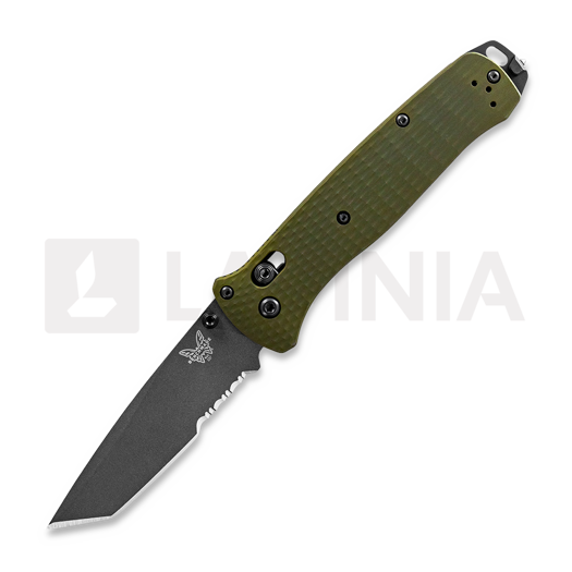 Benchmade Bailout CPM M4 Tungsten Gray Cerakote Taschenmesser, woodland green aluminum, Wellenschliff 537SGY-1