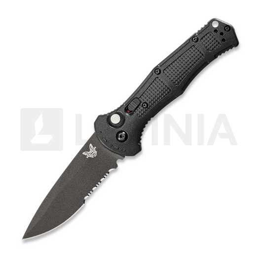 Nóż składany Benchmade Claymore Drop Point, czarny, ząbkowane ostrze 9070SBK