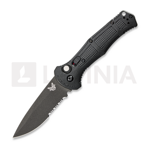 Nóż składany Benchmade Claymore Drop Point, czarny, ząbkowane ostrze 9070SBK