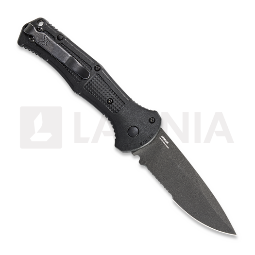 Benchmade Claymore Drop Point foldekniv, sort, savtakket 9070SBK-02