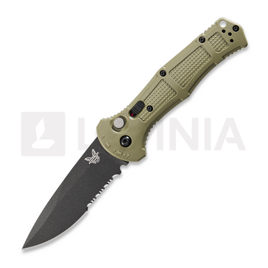 Nóż składany Benchmade Claymore Drop Point, zielona, ząbkowane ostrze 9070SBK-1