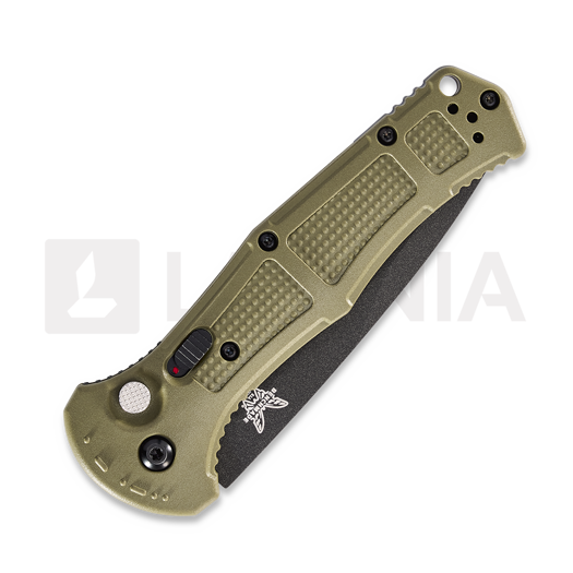 Coltello pieghevole Benchmade Claymore Drop Point, verde, dentatura lama 9070SBK-1