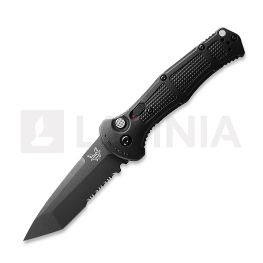 Coltello pieghevole Benchmade Claymore Tanto, nero, dentatura lama 9071SBK