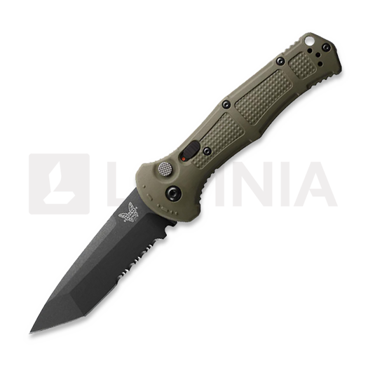 Coltello pieghevole Benchmade Claymore Tanto, verde, dentatura lama 9071SBK-1