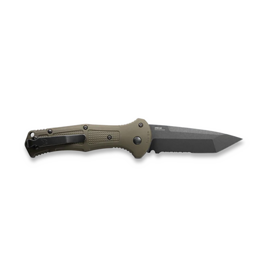 Coltello pieghevole Benchmade Claymore Tanto, verde, dentatura lama 9071SBK-1