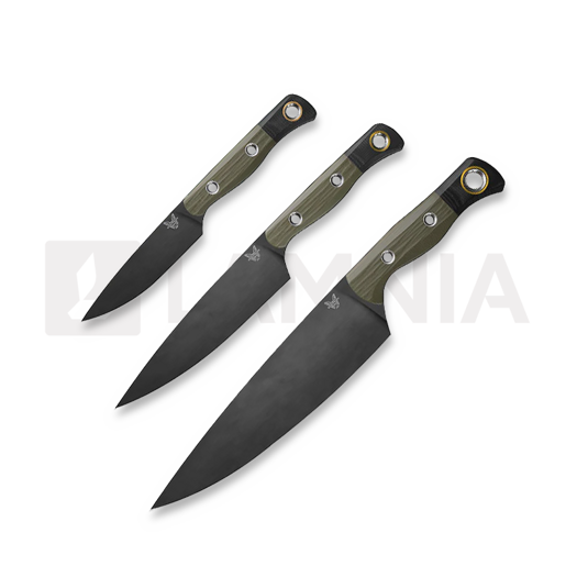 Benchmade Culinary 3 Piece Set kitchen knife set, Black DLC, G10 4000BK-01