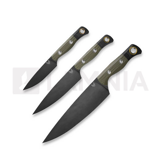 Benchmade Culinary 3 Piece Set kitchen knife set, Black DLC, G10 4000BK-01
