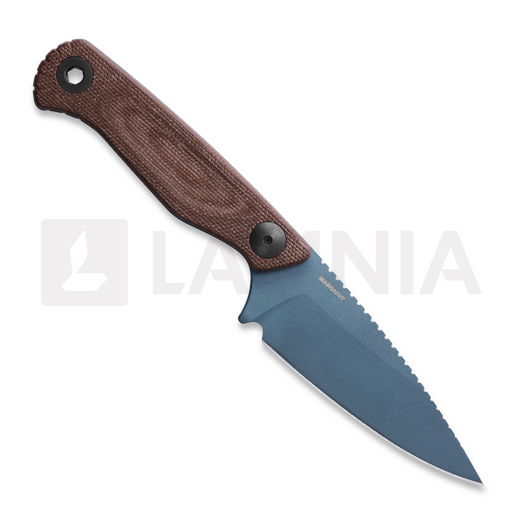 Нож Benchmade Dacian Magnacut Blue Titanium Cerakote, brown canvas micarta, leather sheath 203BT-03