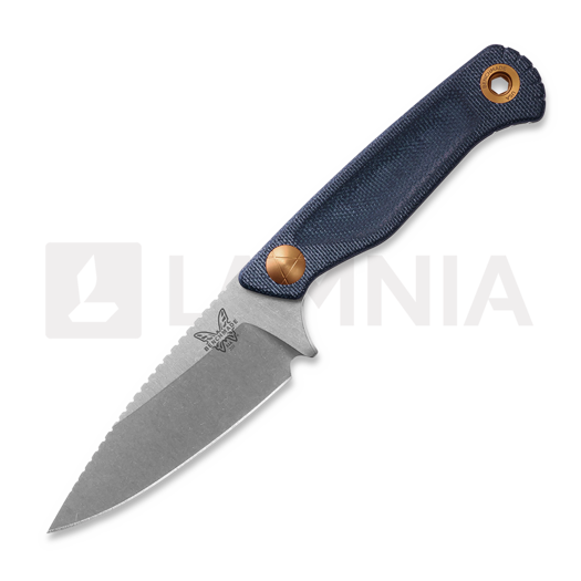 Nôž Benchmade Dacian Magnacut Satin, blue denim micarta, leather sheath 203-04