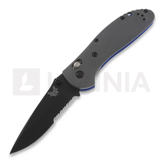 Benchmade Griptilian G10 접이식 나이프, 단추, 검정, 톱니 모양 칼날 551SBK-1