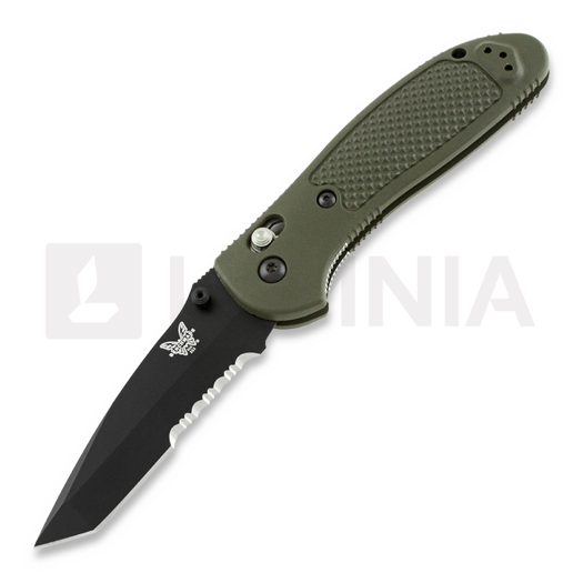 Benchmade Griptilian folding knife, tanto, black, olive drab, combo edge 553SBKOD