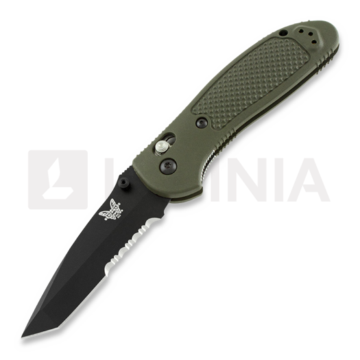 Benchmade Griptilian foldekniv, tanto, svart, grønn, taggete 553SBKOD