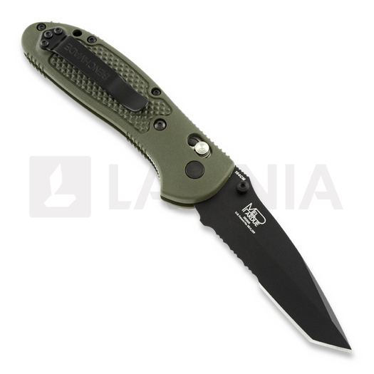 Zav&iacute;rac&iacute; nůž Benchmade Griptilian, tanto, čern&aacute;, zelen&aacute;, vroubkov&aacute;n&iacute; na čepeli 553SBKOD