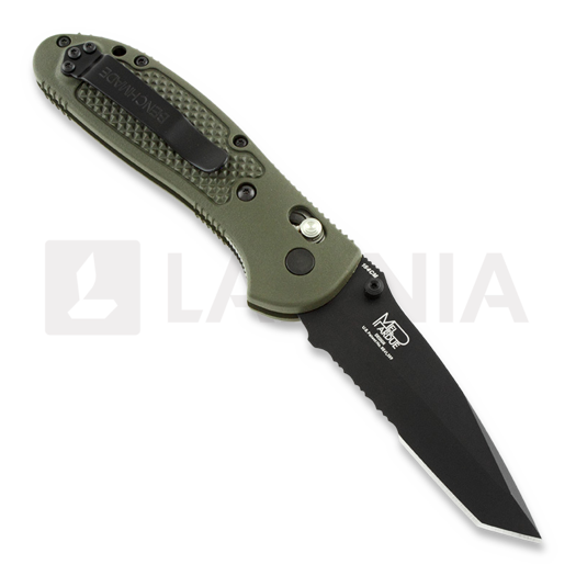 Coltello pieghevole Benchmade Griptilian, tanto, nero, verde, dentatura lama 553SBKOD
