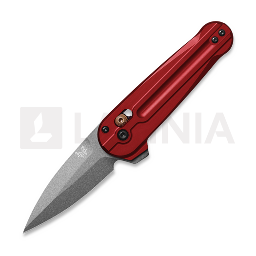Benchmade Lowden M390 Grey Cerakote sulankstomas peilis, Phoenix Red Aluminum 491GY-01