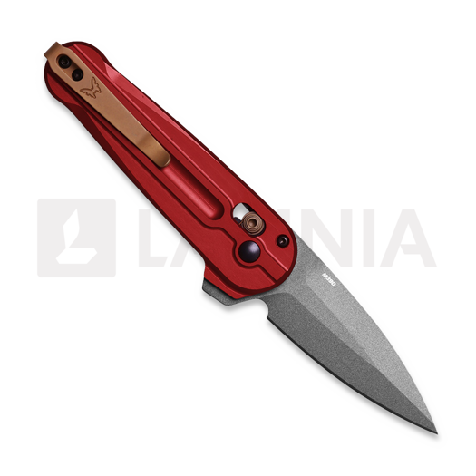 Benchmade Lowden M390 Grey Cerakote sulankstomas peilis, Phoenix Red Aluminum 491GY-01