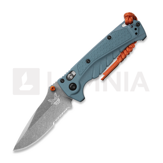 Skladací nôž Benchmade Mini Adira, depth blue grivory, zúbkovaný 18065S
