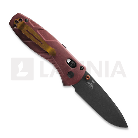 Benchmade Mini Barrage S30V Black Cerakote sulankstomas peilis, Redstone Richlite 585BK-04