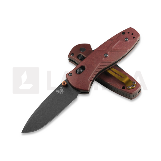 Coltello pieghevole Benchmade Mini Barrage S30V Black Cerakote, Redstone Richlite 585BK-04