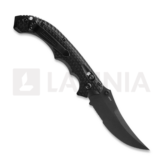 Coltello pieghevole Benchmade Mini Bedlam Cobalt Black Cerakote, Black G10, dentatura lama 865SBK