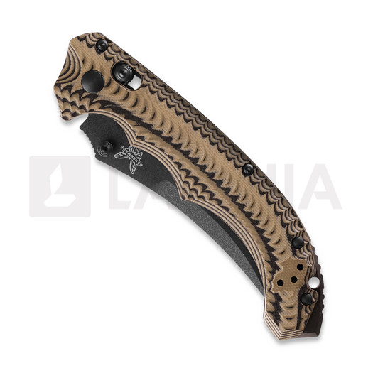 Benchmade Mini Bedlam Cobalt Black Cerakote sulankstomas peilis, Camo G10 865BK-01