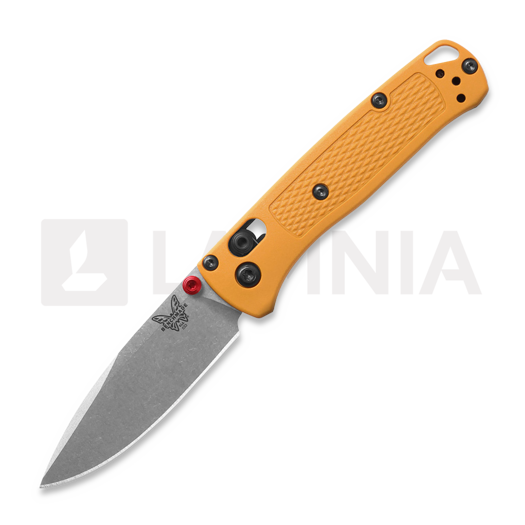 Benchmade Mini Bugout S30V Satin folding knife, daybreak yellow grivory 533-08