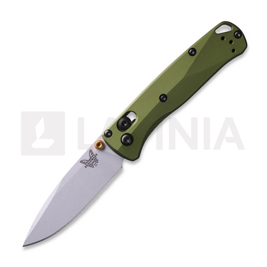 Zavírací nůž Benchmade Mini Bugout S90V Crushed Silver Cerakote, woodland green grivory 533SL-10