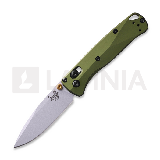 Benchmade Mini Bugout S90V Crushed Silver Cerakote kääntöveitsi, woodland green grivory 533SL-10