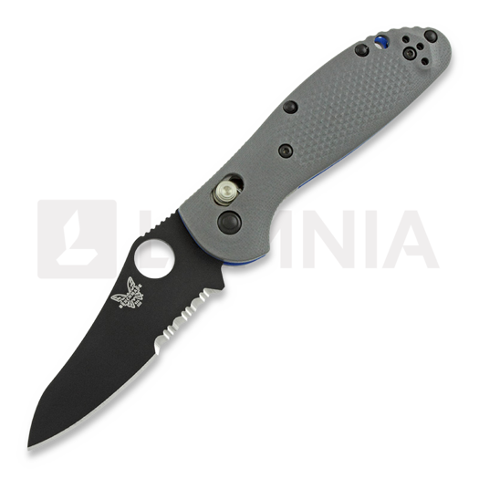 Nóż składany Benchmade Mini-Griptilian G10, otwór, czarny, ząbkowane 555SBK-1