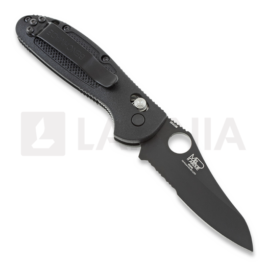 Navalha Benchmade Mini-Griptilian, buraco, preto, faca serrilhada 555SBKHG