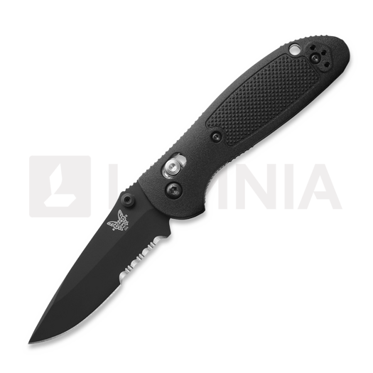 Zavírací nůž Benchmade Mini Griptilian, knoflík, černá, vroubkování na čepeli 556SBK-S30V
