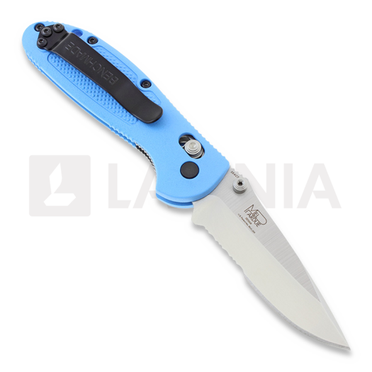 Navaja Benchmade Mini-Griptilian, stud, azul, hoja dentada 556S-BLU