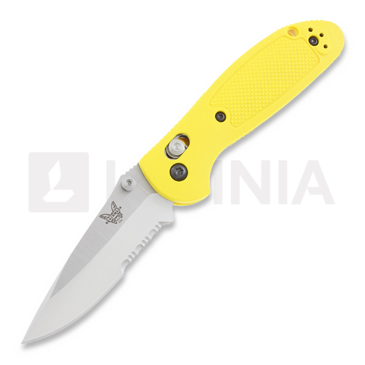 Benchmade Mini-Griptilian vouwmes, stud, geel, gezaagd 556S-YEL