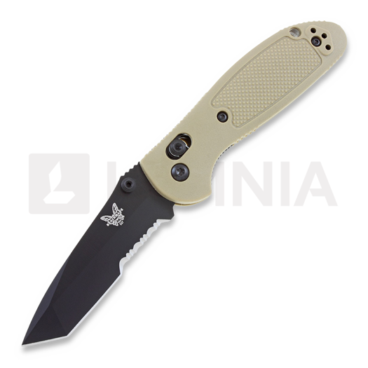 Couteau pliant Benchmade Mini-Griptilian, tanto, noir, sand, lame à dents 557SBKSN