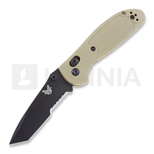 Nóż składany Benchmade Mini-Griptilian, tanto, czarny, piaskowy, ząbkowane ostrze 557SBKSN