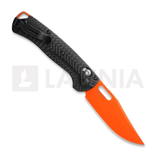 Coltello pieghevole Benchmade Mini Taggedout MagnaCut Orange Cerakote, carbon fiber 15533OR-01