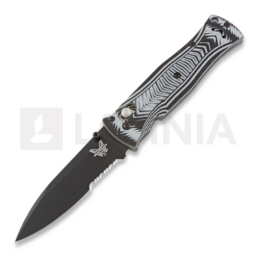 Nóż składany Benchmade Pardue Drop Point, czarny, ząbkowane ostrze 531SBK