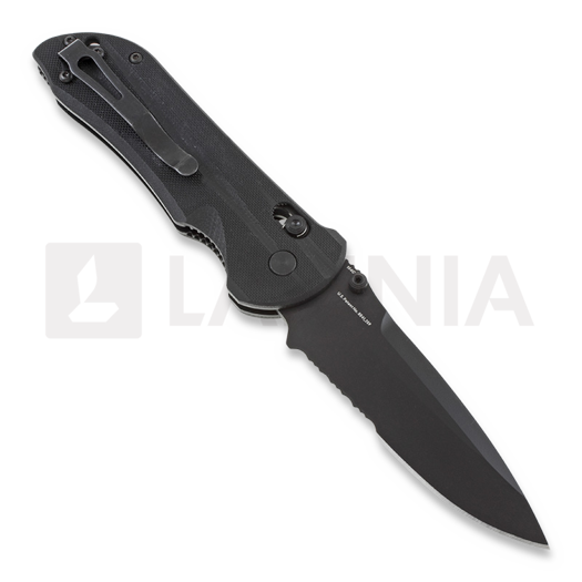 Benchmade Stryker Drop Point sulankstomas peilis, juoda, dantytas 908SBK