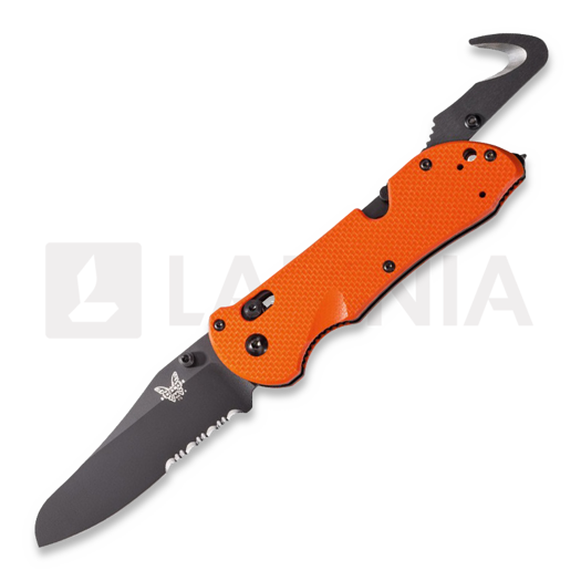 Skladací nôž Benchmade Triage, čierna, oranžová, zúbkovaný 915SBK-ORG